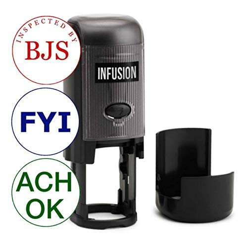 Infusion Custom Text Round Self-Inking Rubber Stamp -3/4 inch Diameter- - Up to 3 Lines of Text