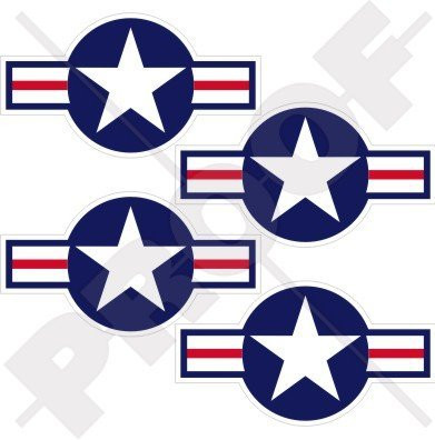 UNITED STATES Armed Forces Aircraft Roundels USAF USMC US Navy 2.8 inch -70mm- Vinyl Stickers Decals x4