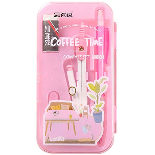 Meyaus 8 Pieces Math Geometry Kit Compass Triangles Rulers Protractor Compass Mechanical Pencil Refill Eraser Math Scribing Drawing Tool Set