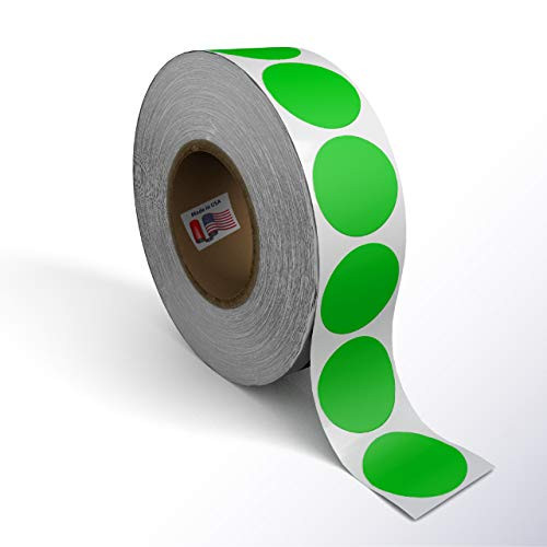 Kenco Color Coding Circle Dot Sticker Labels on a roll -Bright Green 2 INCH 500 Stickers-