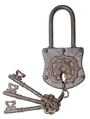 Sunstar Industries Decorative Gothic Iron Door Lock with Keys Brown
