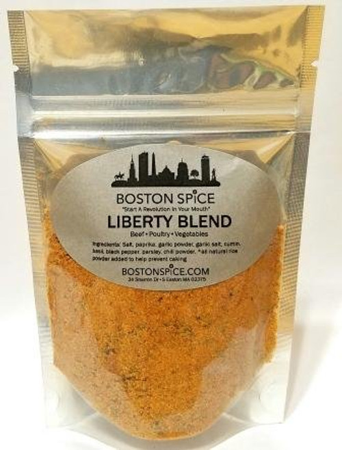 Boston Spice Liberty Blend Handmade Gourmet Seasoning Mix For French Fries Hamburgers Steaks Beef Pork Ribs Rib Chicken Wings Legs Poultry Barbecue Smoker BBQ Grilled Dry Rub -Approx 1/4 Cup of Spice-