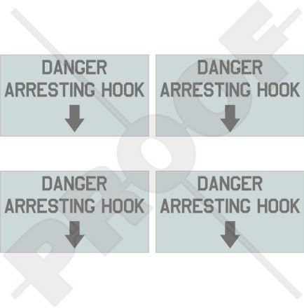 DANGER ARRESTING HOOK LowVis USAF US Navy Aircraft 2 inch -50mm- Vinyl Stickers Decals x4