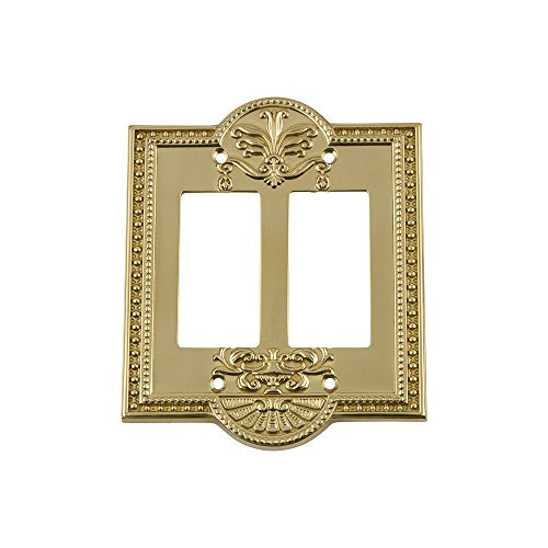 Nostalgic Warehouse 719930 Meadows Switch Plate with Double Rocker, Polished Brass