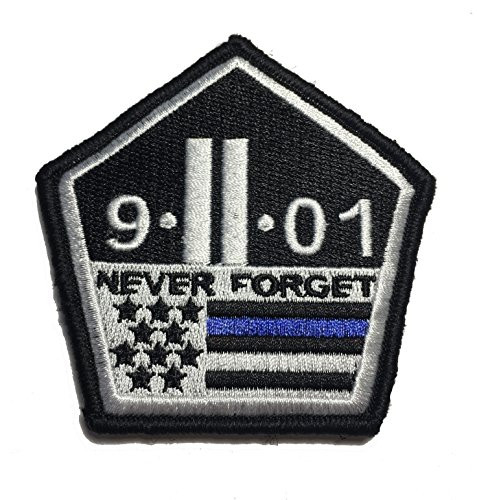 Thin Blue Line 9/11 Never Forget hook/loop Morale Patch 3 inch x 3.5 inch