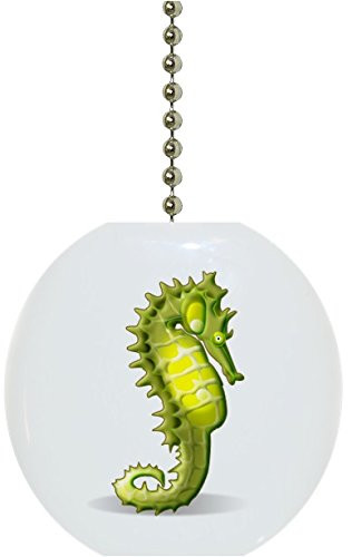 Green Seahorse Solid Ceramic Fan Pull