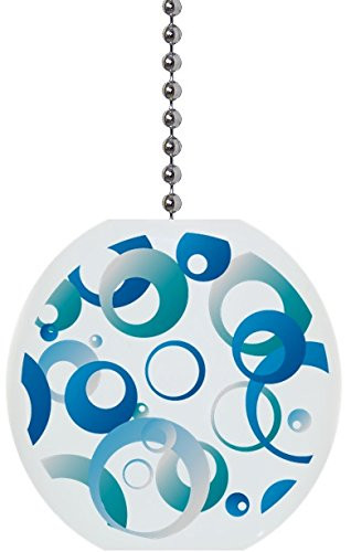 Blue Retro Circles Pattern Solid Ceramic Fan Pull