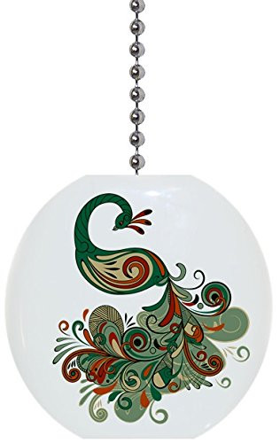 Green Peacock Solid Ceramic Fan Pull