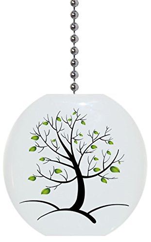 Green Abstract Tree Solid Ceramic Fan Pull