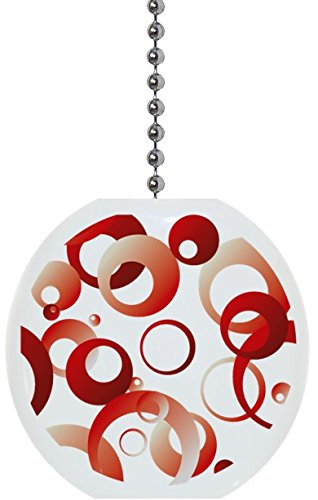 Red Retro Circles Pattern Solid Ceramic Fan Pull