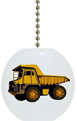 Yellow Dump Truck Solid Ceramic Fan Pull
