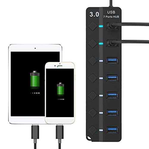 5GB/S Current Protection Standard USB 3.0 Black 7 Interface Hub for PC