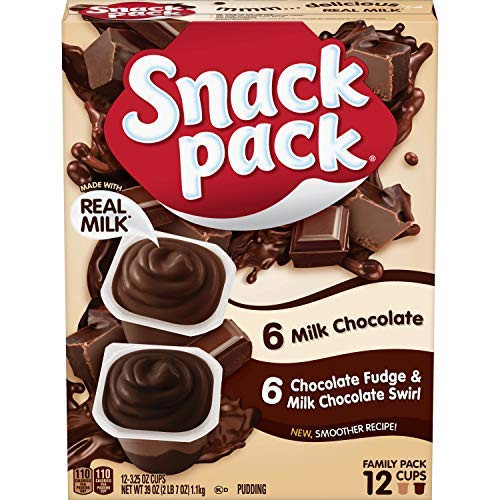 Snack Pack Chocolate Fudge and Milk Chocolate Swirl Pudding Cups 3.25 Oz. 12 Count -Pack of 1--SET OF 3 Snack Pack Chocolate Fudge and Milk Chocolate Swirl Pudding Cups 3.25 Oz. 12 Count -Pack of 1--SET OF 3