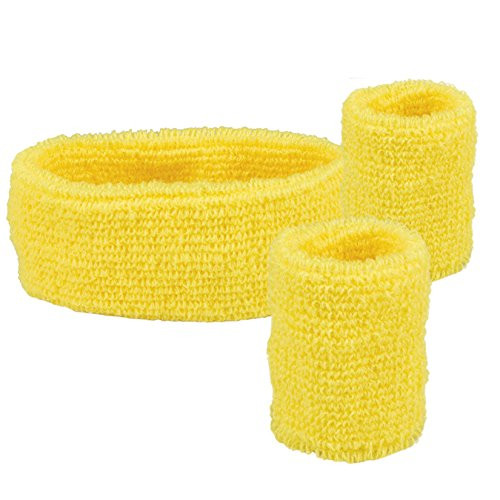 Boland 01893 Adult Sweat Band and Cuffs - Yellow One Size