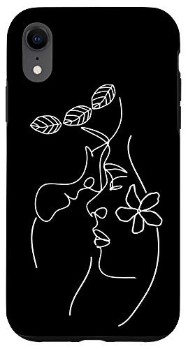 iPhone XR Couple Kiss Line Art Abstract Minimalist Cool Novelty Gifts Case