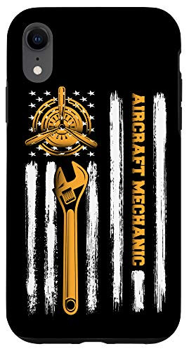 iPhone XR Airplane Aircraft Mechanic Aviation Tech American Flag Gift Case