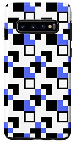 Galaxy S10 Triangle Squares Blue  and  Black Geometric Abstract Art Gift Case