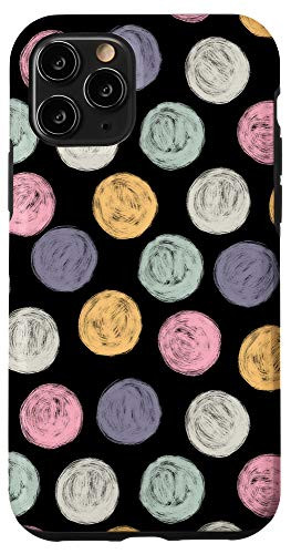 iPhone 11 Pro Chalk Art Circle Dots Colors Black Background Women Girls Case