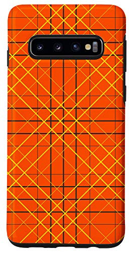 Galaxy S10 Orange  and  Yellow Autumn Plaid Pattern Gingham Checkered Gift Case