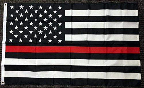 Ant Enterprises 3x5 First Responder USA American Fire Dept. Department Red Line Flag 3x5Grommets Color Fast Canvas Header Double Stitched.