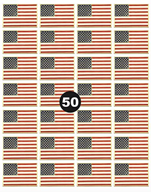 50 Pack American Flag Lapel Pins  USA Metal Enamel Flag Pins United States US Waving Badge brooch for patriotic display -Gold- 50 Pack American Flag Lapel Pins  USA Metal Enamel Flag Pins United States US Waving Badge brooch for patriotic display -Gold-