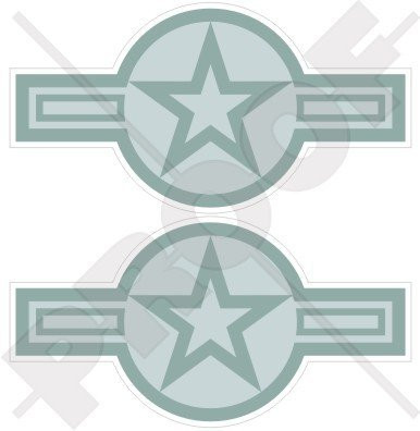 UNITED STATES AirForce LowVis Aircraft Roundels USAF USMC US Navy 3.7 inch -95mm- Vinyl Stickers Decals x2