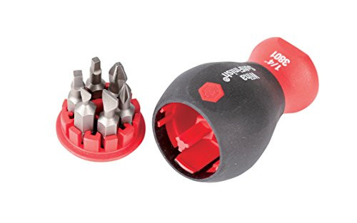 Wiha 38048 Stubby Screwdriver With Six-In-One Insert Bits, Multi-Bit