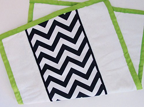 Baby Burp Cloth NAVY GREEN CHEVRON