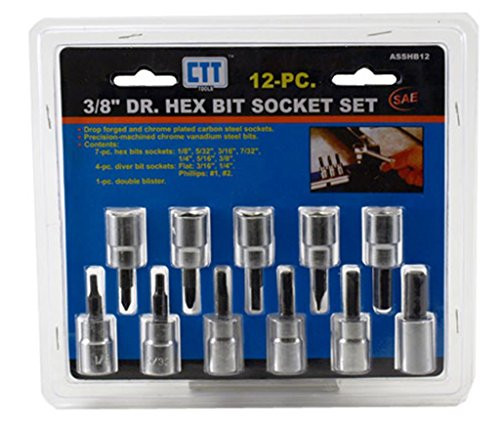 Cal Hawk Tools ASSHB12 3/8" Drive SAE Hex Bit Socket Set (12 Piece)