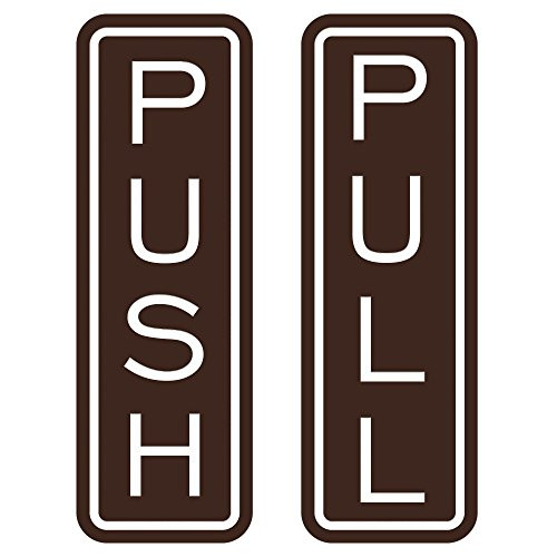 All Quality Classic Vertical Push Pull Door Sign -Dark Brown- - Medium