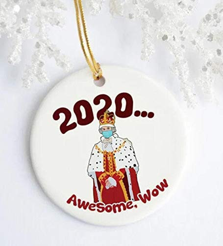 POUDBDH 2020 Awesome Wow Funny Hamilton King George Christmas Circle Ornament Funny 2020 Christmas Ornament