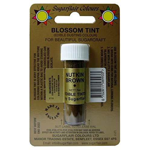 Sugarcraft Sugarflair Colour Blossom Tint Powder Dust Nutkin Brown 7ml