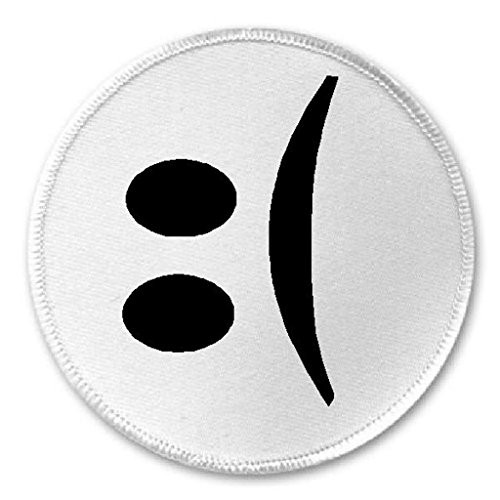 Sad Frown Face Emoticon Emoji - 3 inch Circle Sew/Iron On Patch