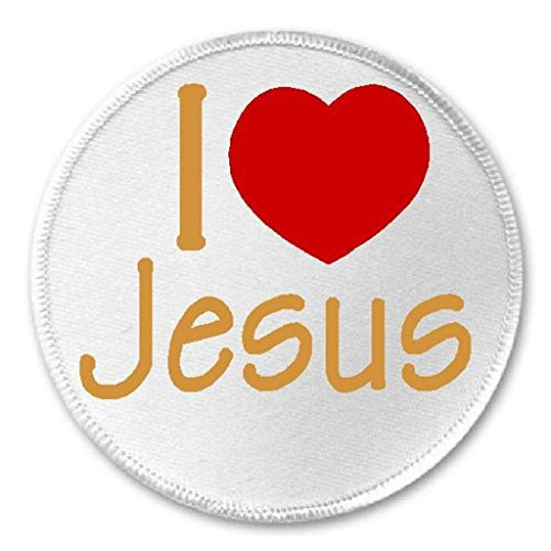 I Love Jesus - 3 inch Circle Sew/Iron On Patch Religion Religious Christian
