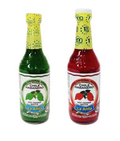 1 La Anita Green Habanero Hot Sauce 4 Oz and 1 La Anita Red Habanero Hot Sauce 4 Oz -Bundle of 2 -