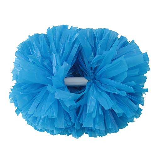 Hooshing Set of 2 Cheer Pom Poms Cheerleading Matt with Baton Plastic Handle for Sports Cheering Dance Team Spirit Kids Adults Blue