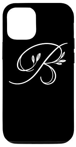 iPhone 12/12 Pro Initial B Flower Monogram Design Retro Cute Floral Letter B Case