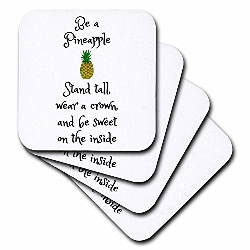 3D Rose Stand Tall Wear a Crown and Be Sweet-Pineapple Picture Soft Coasters, Multicolor