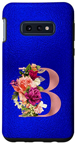 Galaxy S10e Blue floral initial letter B monogram lilac blush flowers Case