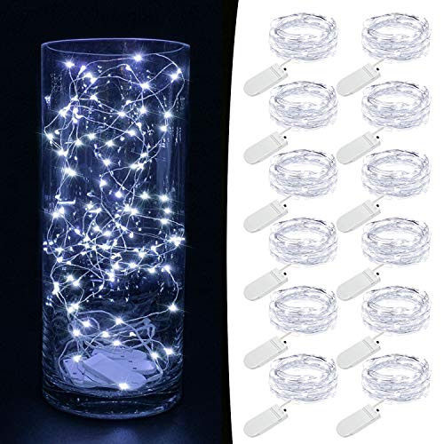 MUMUXI 12 Pack Fairy Lights Battery Operated -Included- 7.2Ft 20 LED Mini Waterproof Fairy String Lights Silver Wire Firefly Starry Lights for DIY Wedding Party Mason Jars Christmas Decor Cool White MUMUXI 12 Pack Fairy Lights Battery Operated -Included- 7.2Ft 20 LED Mini Waterproof Fairy String Lights Silver Wire Firefly Starry Lights for DIY Wedding Party Mason Jars Christmas Decor Cool White