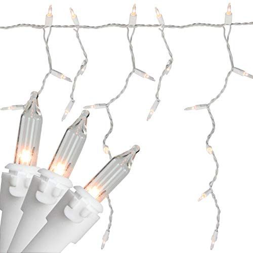 50-Count White Window Curtain Icicle Mini Christmas Light Set - 10.75 ft White Wire 50-Count White Window Curtain Icicle Mini Christmas Light Set - 10.75 ft White Wire