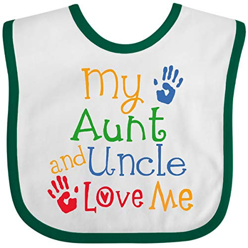 Inktastic My Aunt and Uncle Love Me Baby Bib White and Green 33975 Inktastic My Aunt and Uncle Love Me Baby Bib White and Green 33975