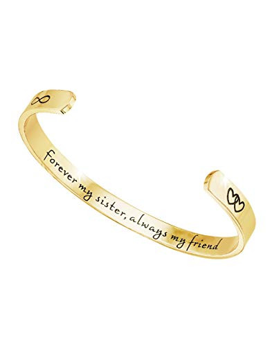Tstars Sister Bangle Bracelet Forever My Sister Always My Friend Jewelry Yellow Gold