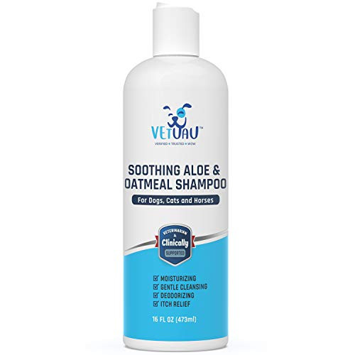 VetUAU Aloe Oatmeal Dog Shampoo - Horse Cat and Dog Shampoo for Dry Itchy Skin Moisturizing Hypoallergenic Body Wash for Sensitive Skin