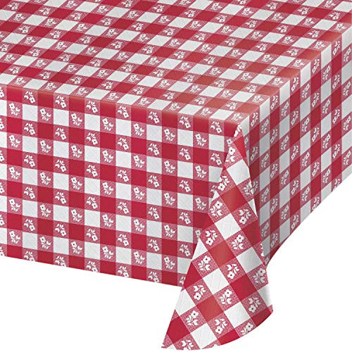 Red Gingham Plastic Tablecloths 3 ct