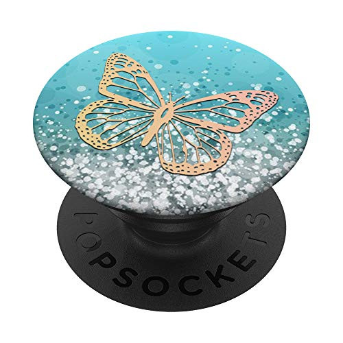 Pink Yellow Butterfly On Light Blue PopSockets PopGrip Swappable Grip for Phones  and  Tablets