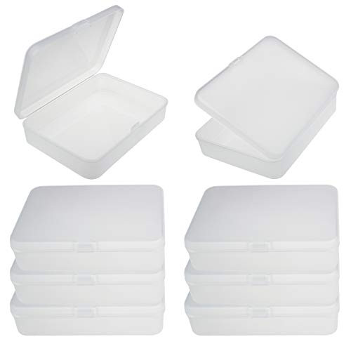 Goodma 8 Pieces Frosted Rectangular Plastic Boxes Empty Storage Organizer Containers with Hinged Lids for Small Items and Other Craft Projects -4.5 x 3.3 x 1.1 inch-
