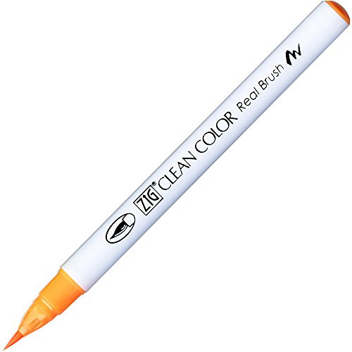 Kuretake ZIG Clean Color Real Brush Pen Fluorescent Yellow Orange Ink