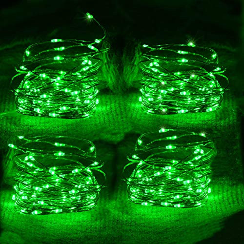 Awinking 4 Set of Led Green St Patricks String Lights Battery Operated St Patrick Green Lights Copper Wire Green Fairy Lights for St Patricks Day Decoration Irish Costomes Party Decor Christmas