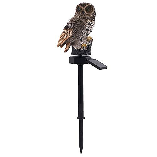 Ewer Solar Powered Owl Stake Light Decorative Waterproof Owl Shape Solar Garden Stake Lights for Walkway Pathway Yard Lawn Brown